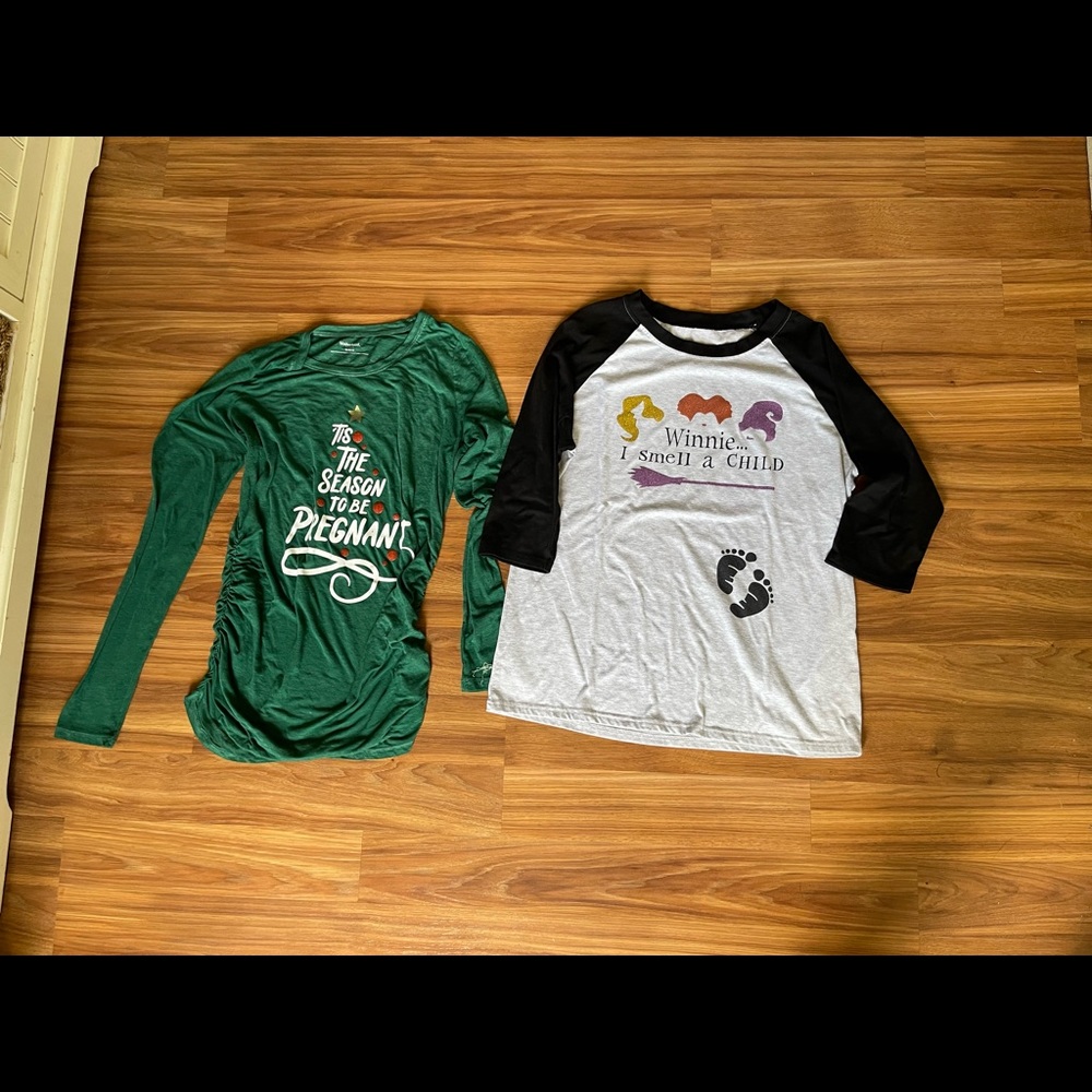 Seasonal maternity shirts